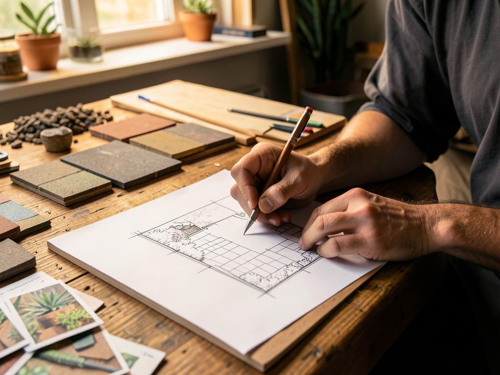 J & P's designer developing a scaled landscape plan